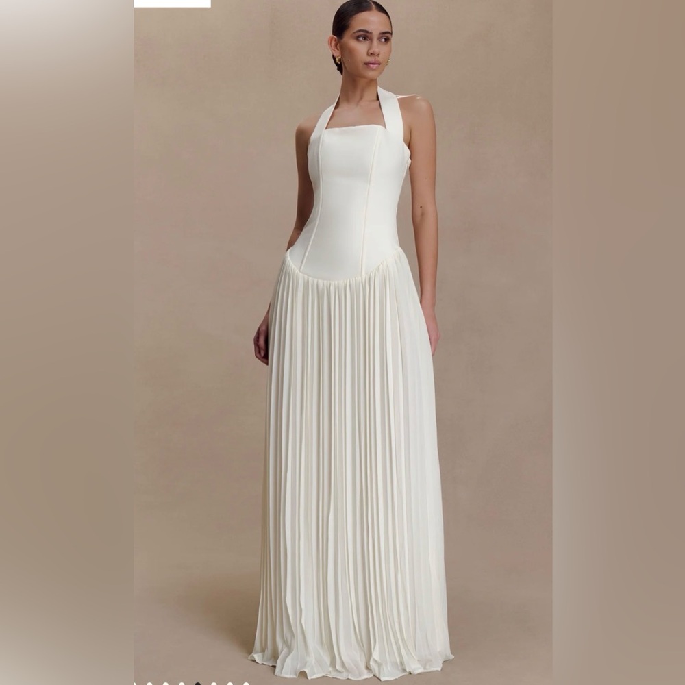 Meshki Pleated Halter Maxi NWT